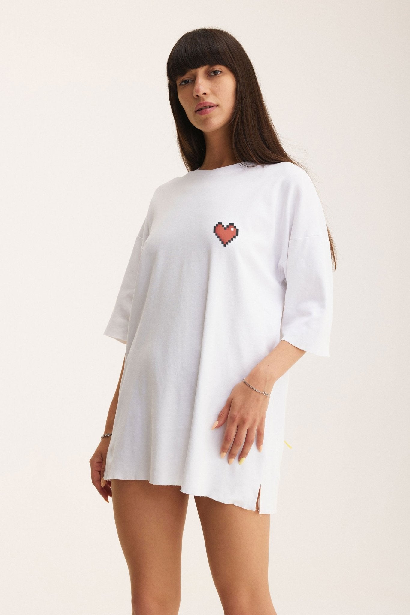 Oversized Cotton White T-shirt Love - MYS