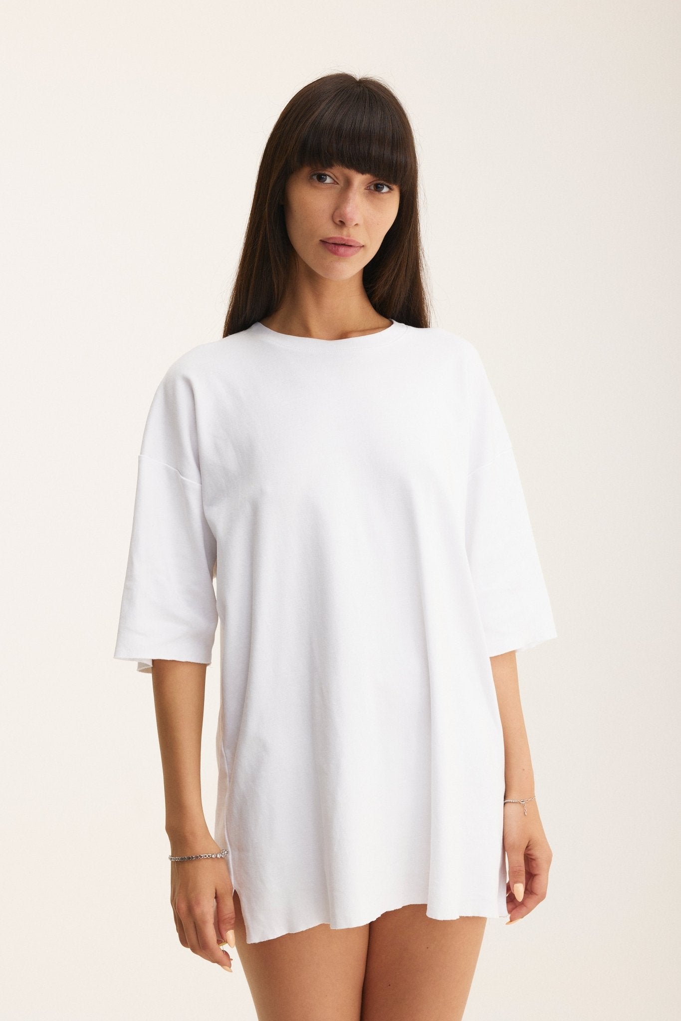 Oversized Cotton White T-shirt Lucky - MYS