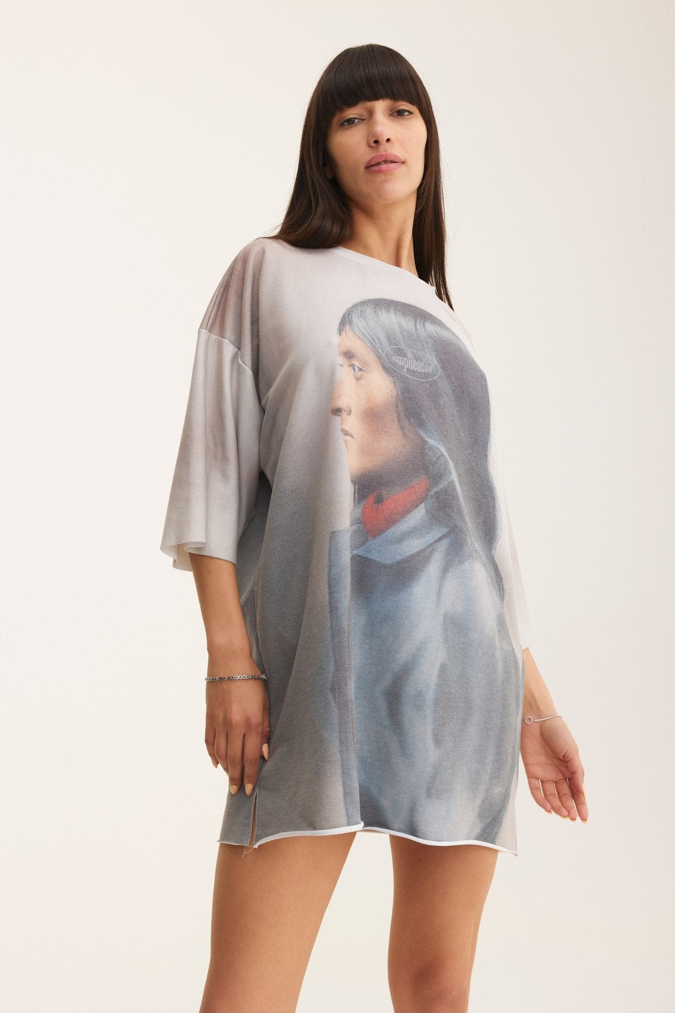 Oversized Full Print T-shirt Beige - MYS