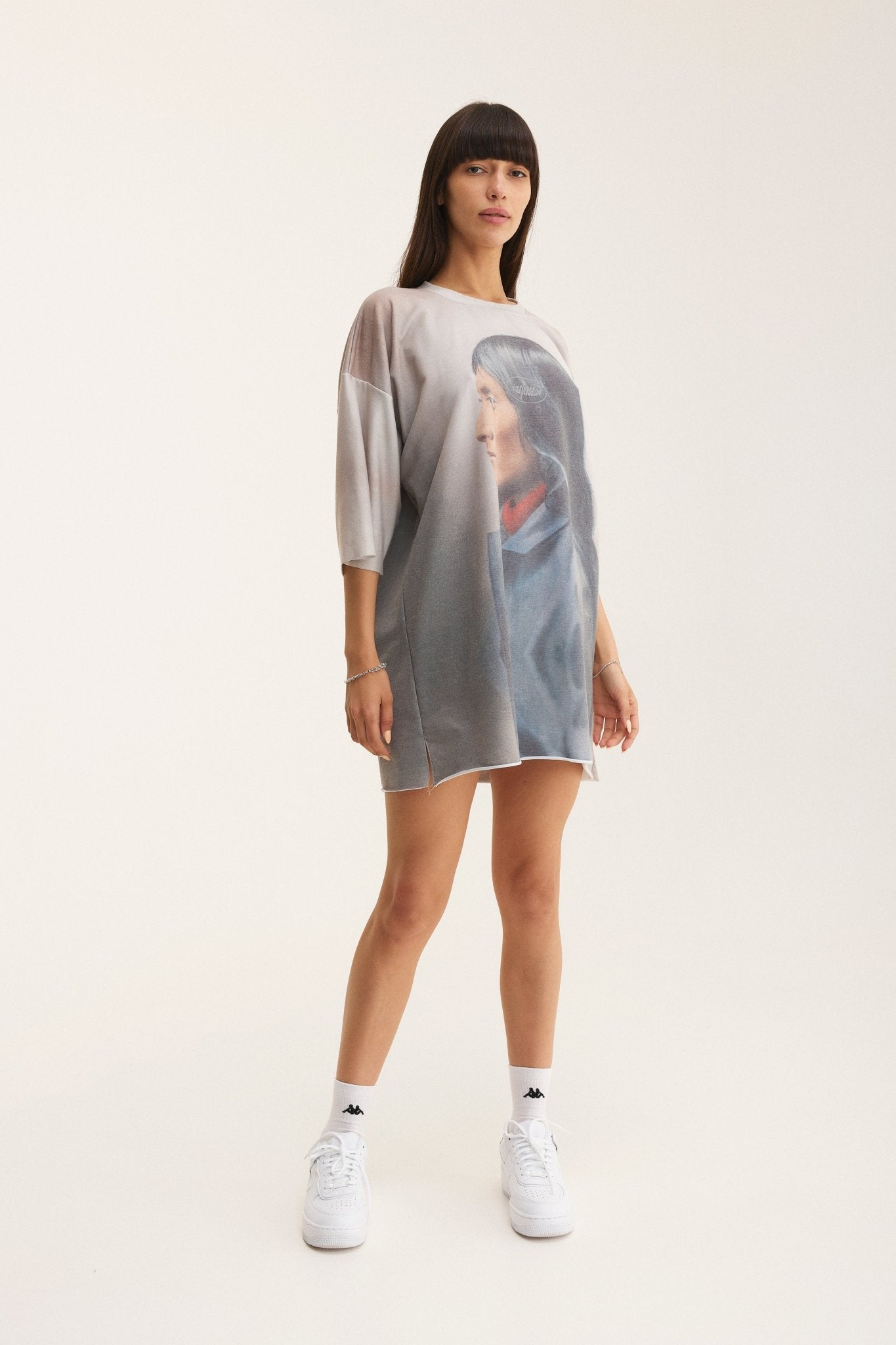 Oversized Full Print T-shirt Beige - MYS