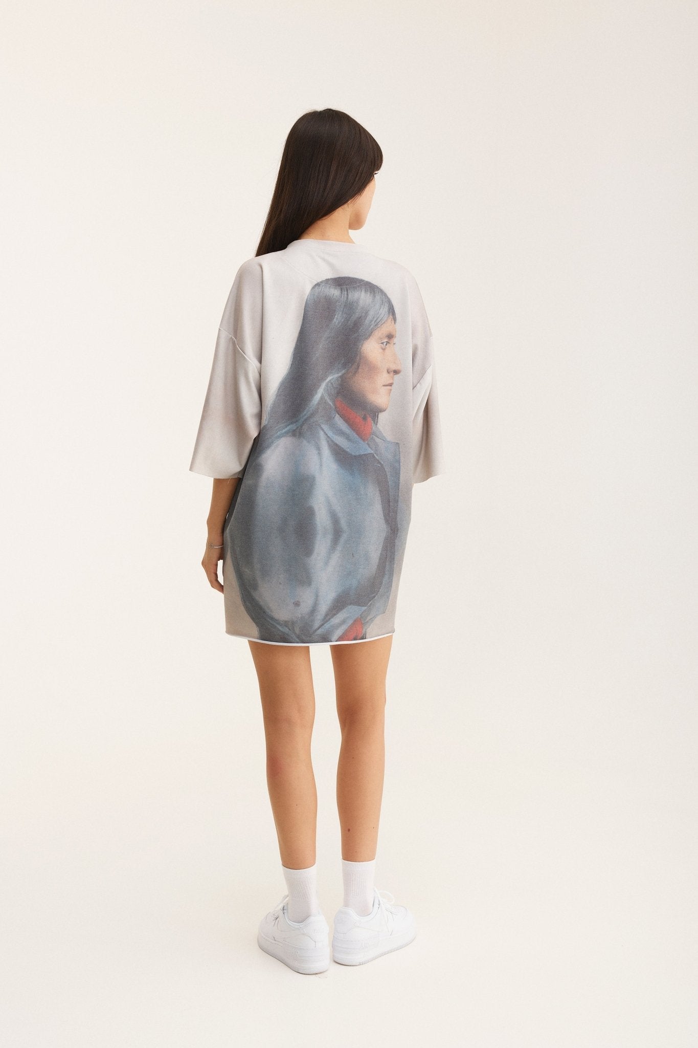 Oversized Full Print T-shirt Beige - MYS