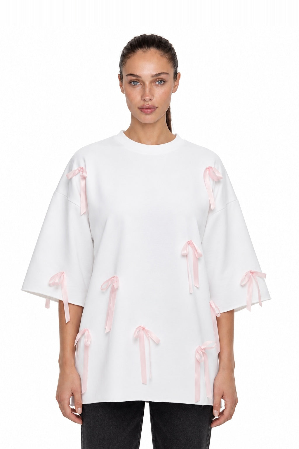 Oversized White Ribbon T-shirt - MYS