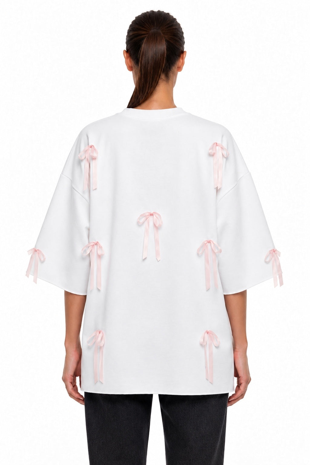 Oversized White Ribbon T-shirt - MYS - back
