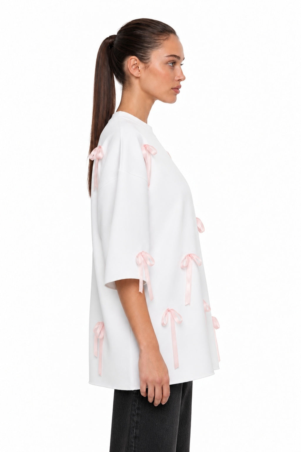Oversized White Ribbon T-shirt - MYS - side