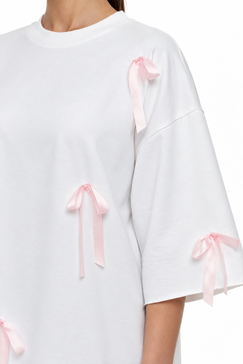 Oversized White Ribbon T-shirt - MYS - detail