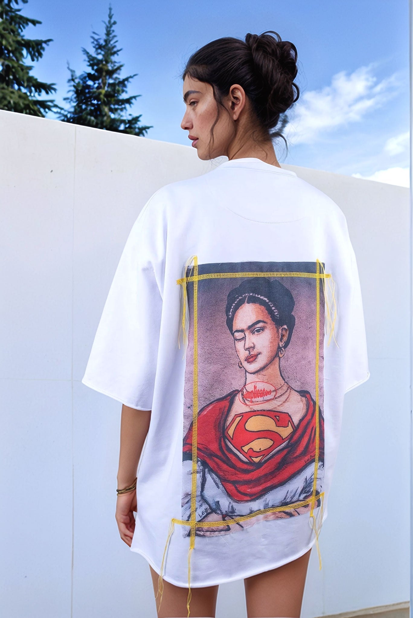 Oversized White T-shirt Superwoman - MYS