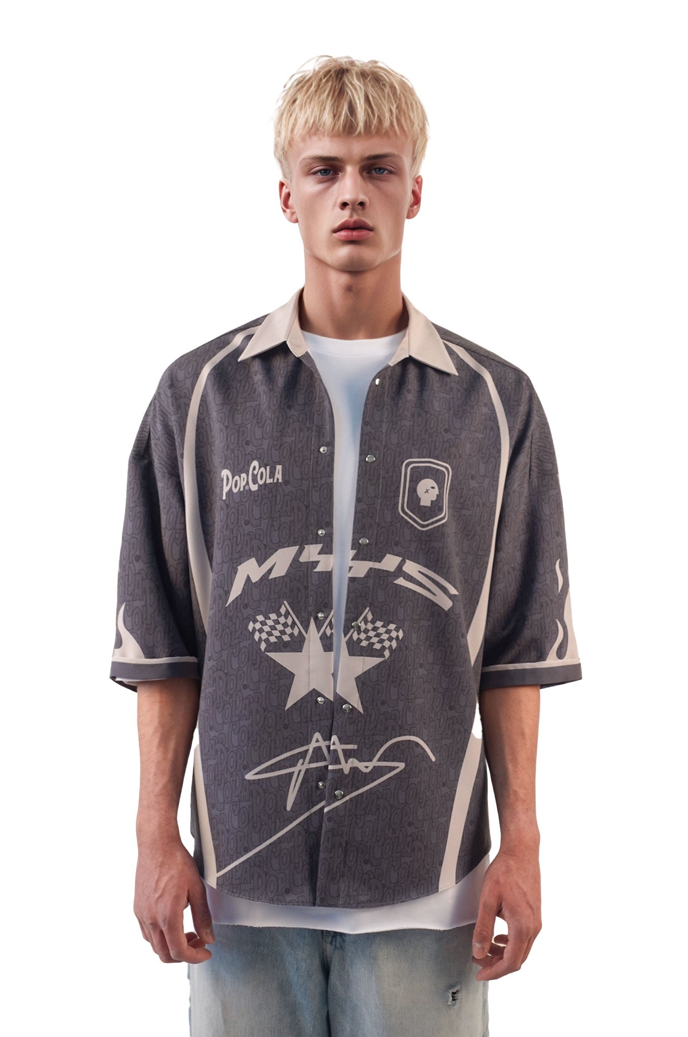 Pop Cola 23 Grey Short Sleeve Shirt (recycled fabric)