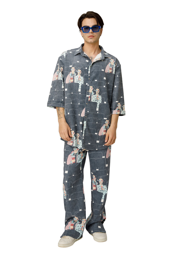 Pop Cola Mix Trousers & Shirt Ribbed Fabric - MYS