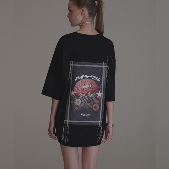 Pop Cola Floral Cortex Black Oversized T-shirt - video