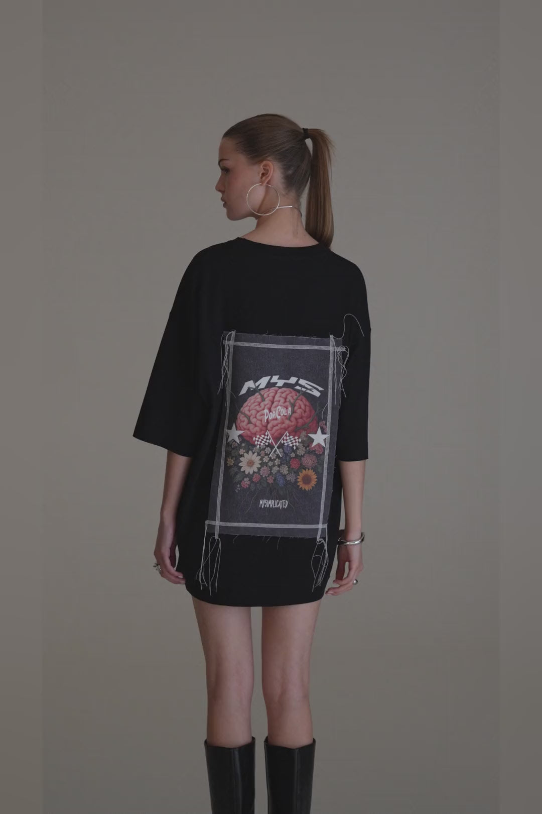 Pop Cola Floral Cortex Black Oversized T-shirt - video