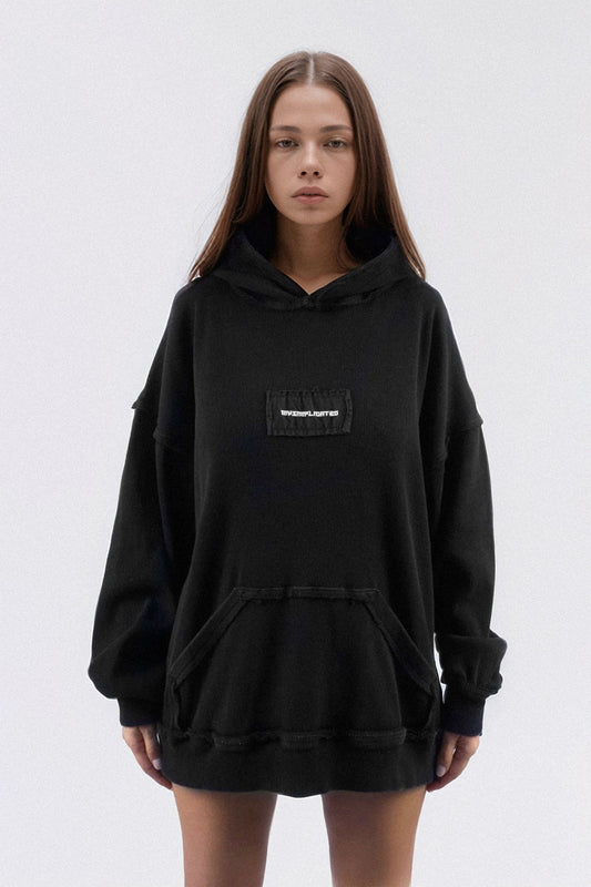 Ribbed Black Hoodie - MYS