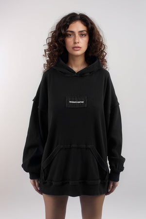 Ribbed Black Hoodie