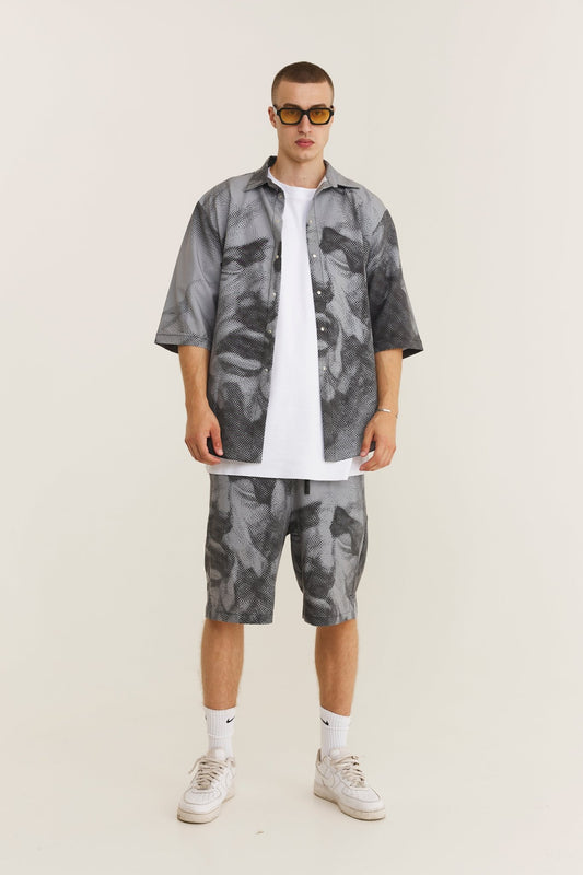 Short Sleeve Shirt & Bermuda Set Grey (recycled fabric) - MYS