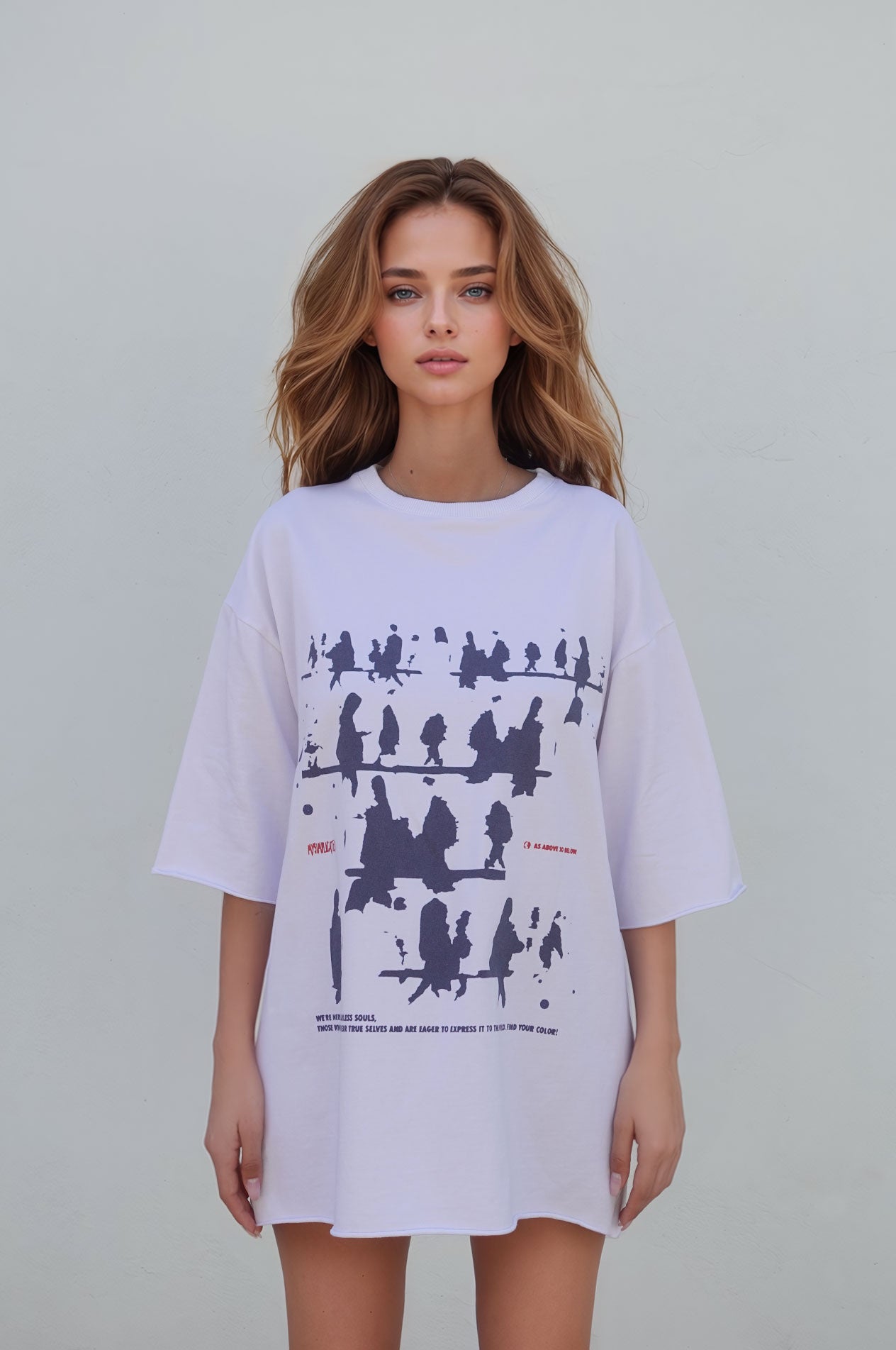 Oversized Cotton White T-shirt Walking