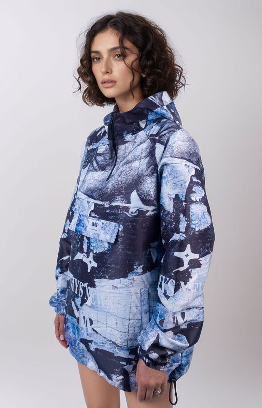 MYS News Blue Windbreaker