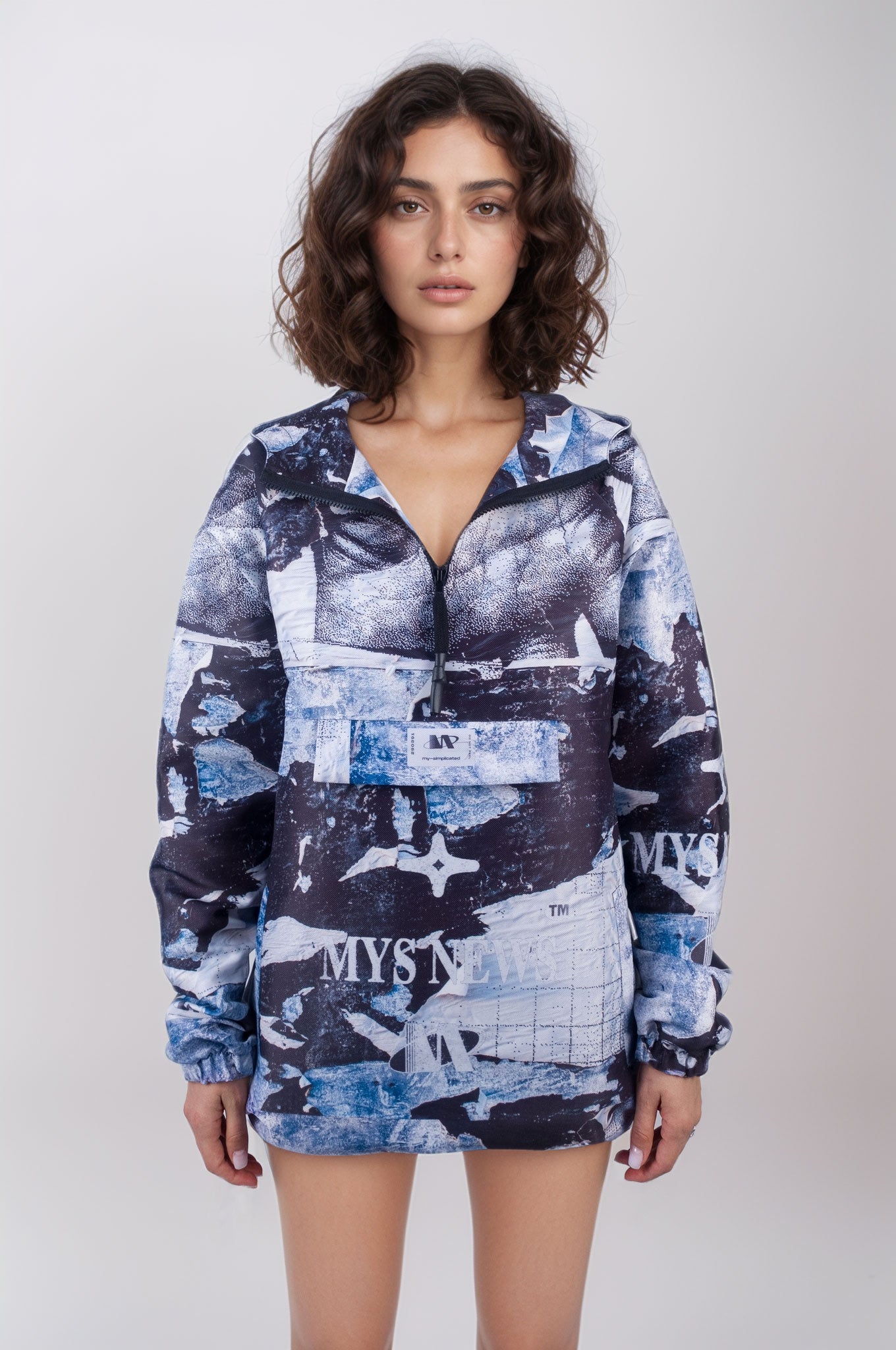 MYS News Blue Windbreaker