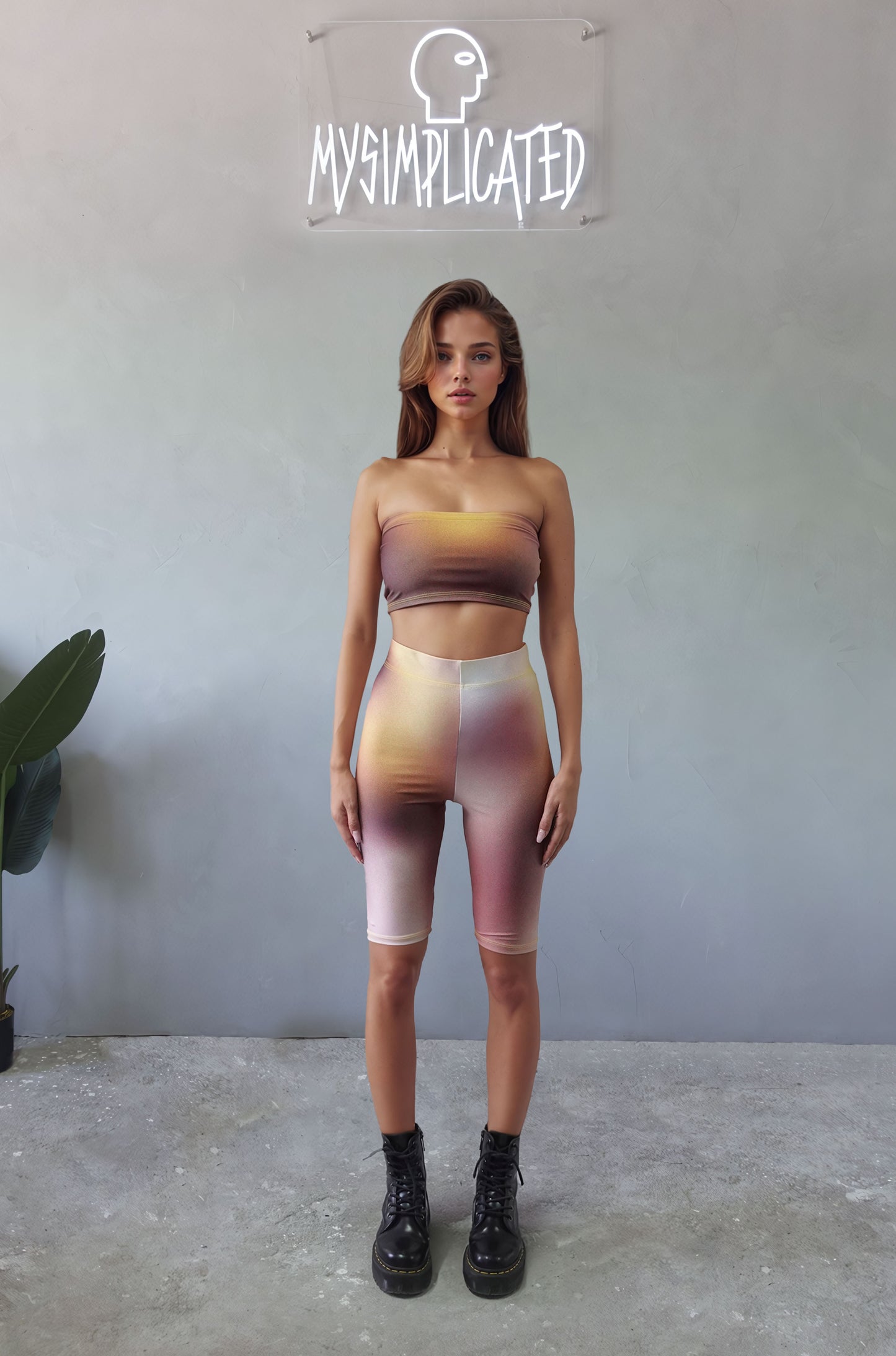 Top & Shorts Set Yellow Gradient