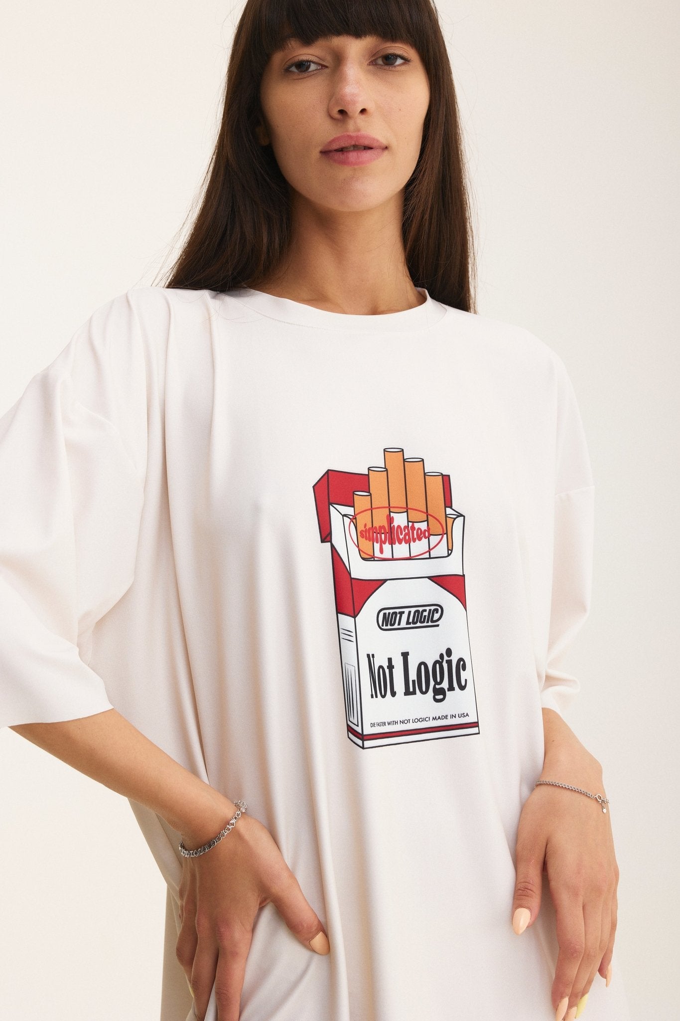 Ivory Oversized T-Shirt Not Logic - mysimplicated