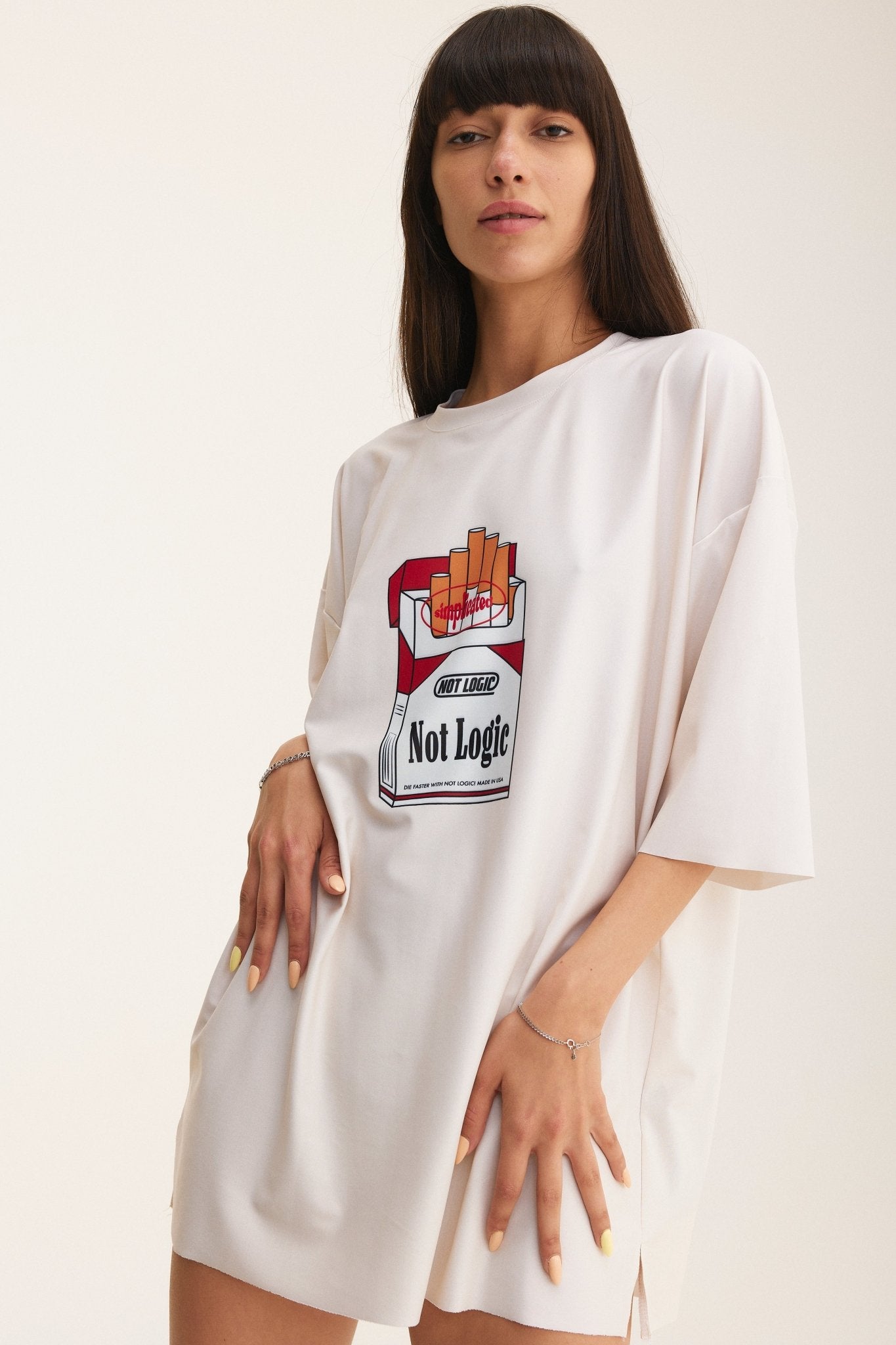 Ivory Oversized T-Shirt Not Logic - mysimplicated