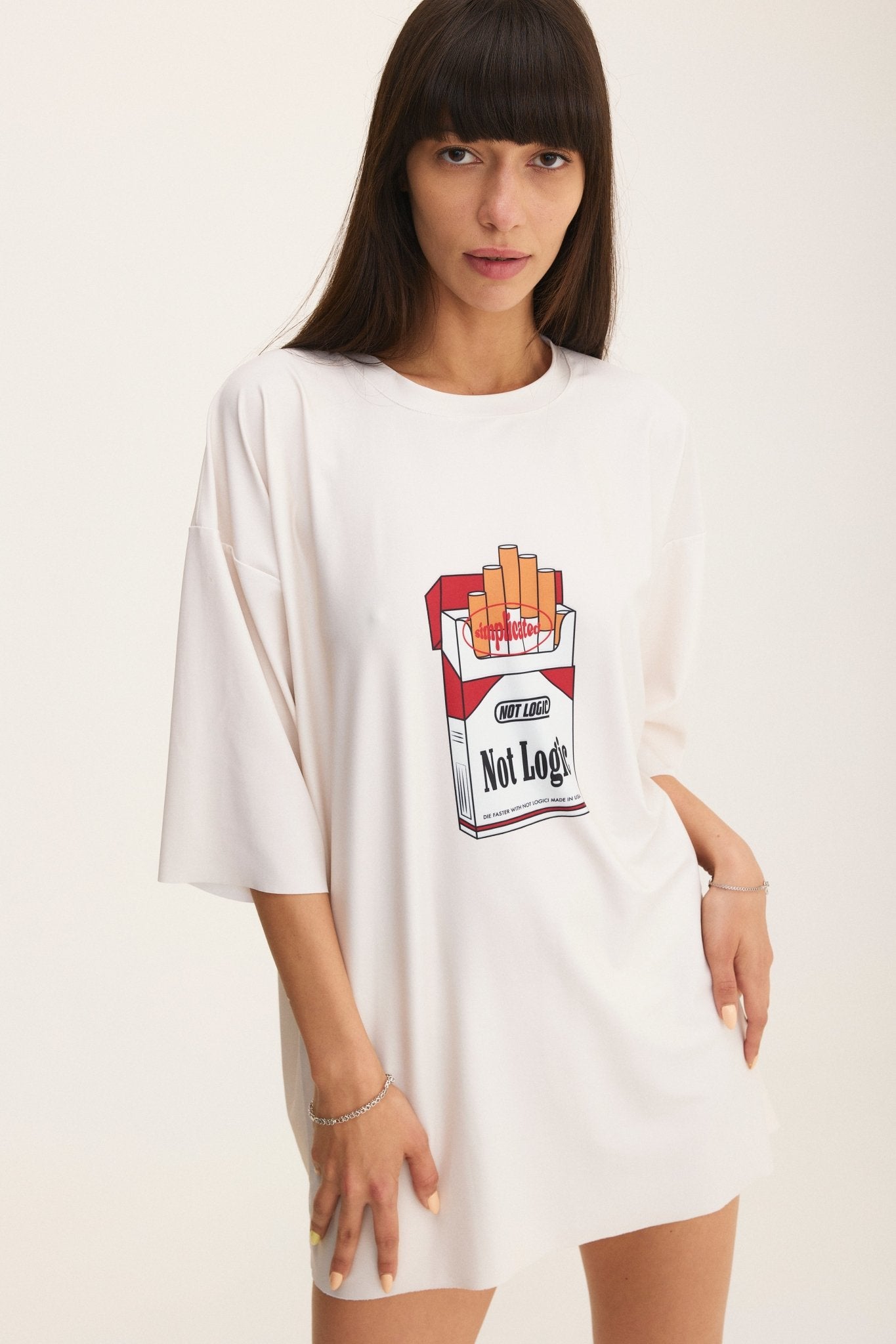 Ivory Oversized T-Shirt Not Logic - mysimplicated