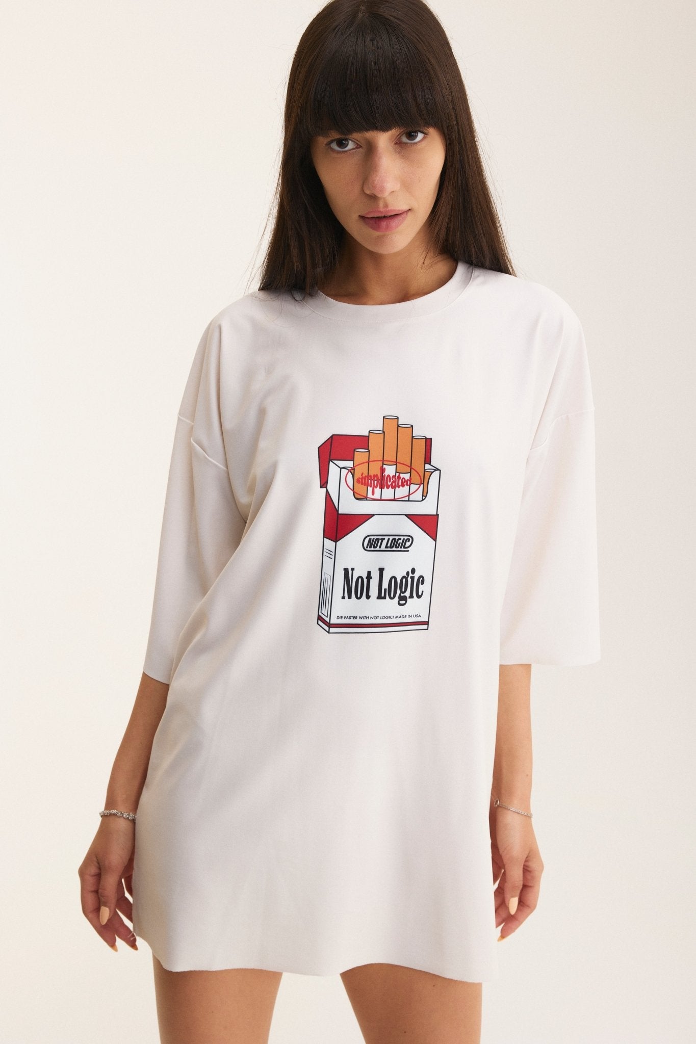 Ivory Oversized T-Shirt Not Logic - mysimplicated