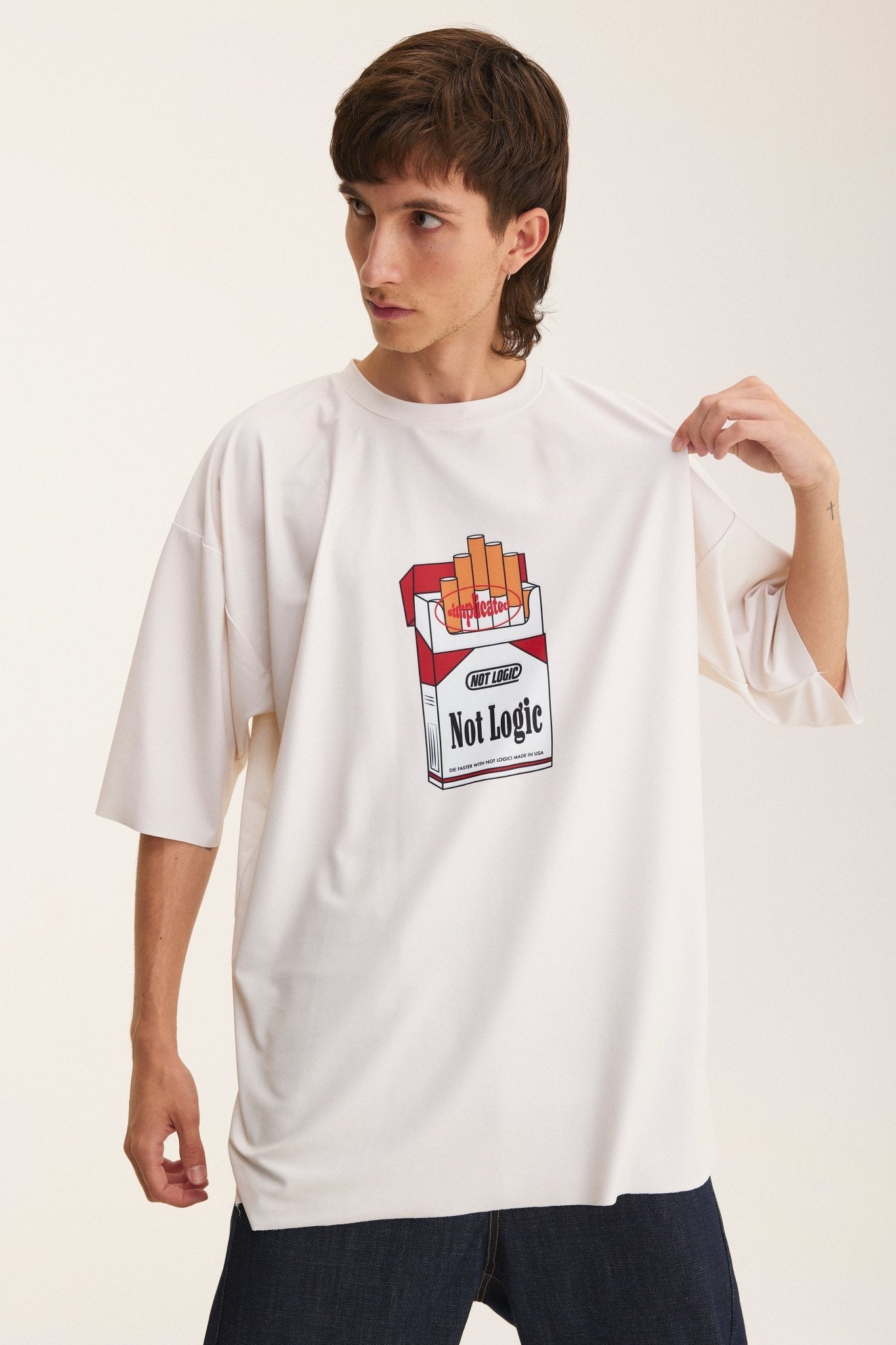 Ivory Oversized T-Shirt Not Logic - mysimplicated