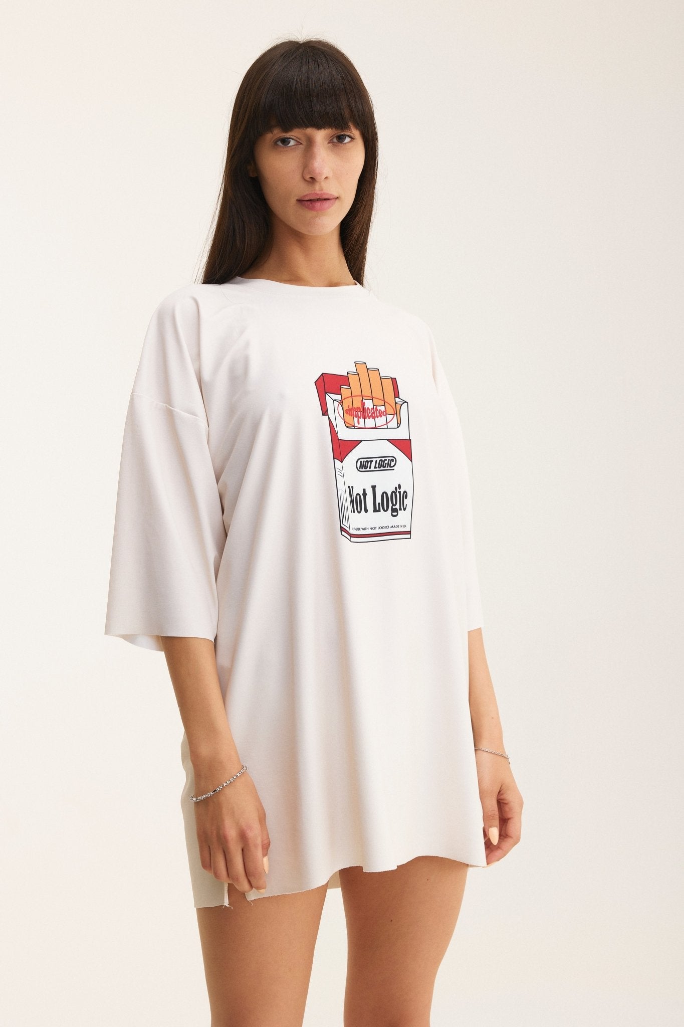 Ivory Oversized T-Shirt Not Logic - mysimplicated