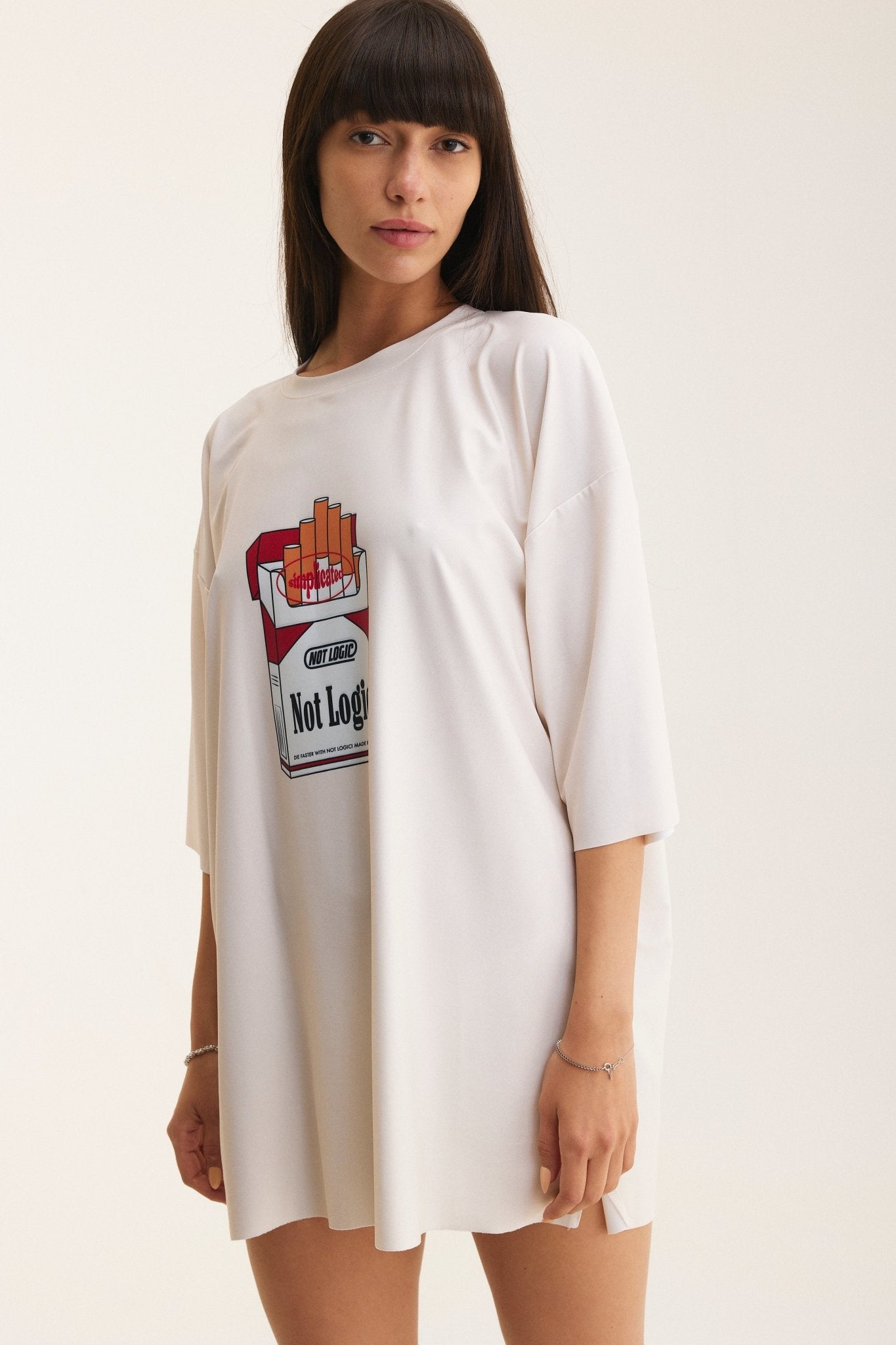 Ivory Oversized T-Shirt Not Logic - mysimplicated