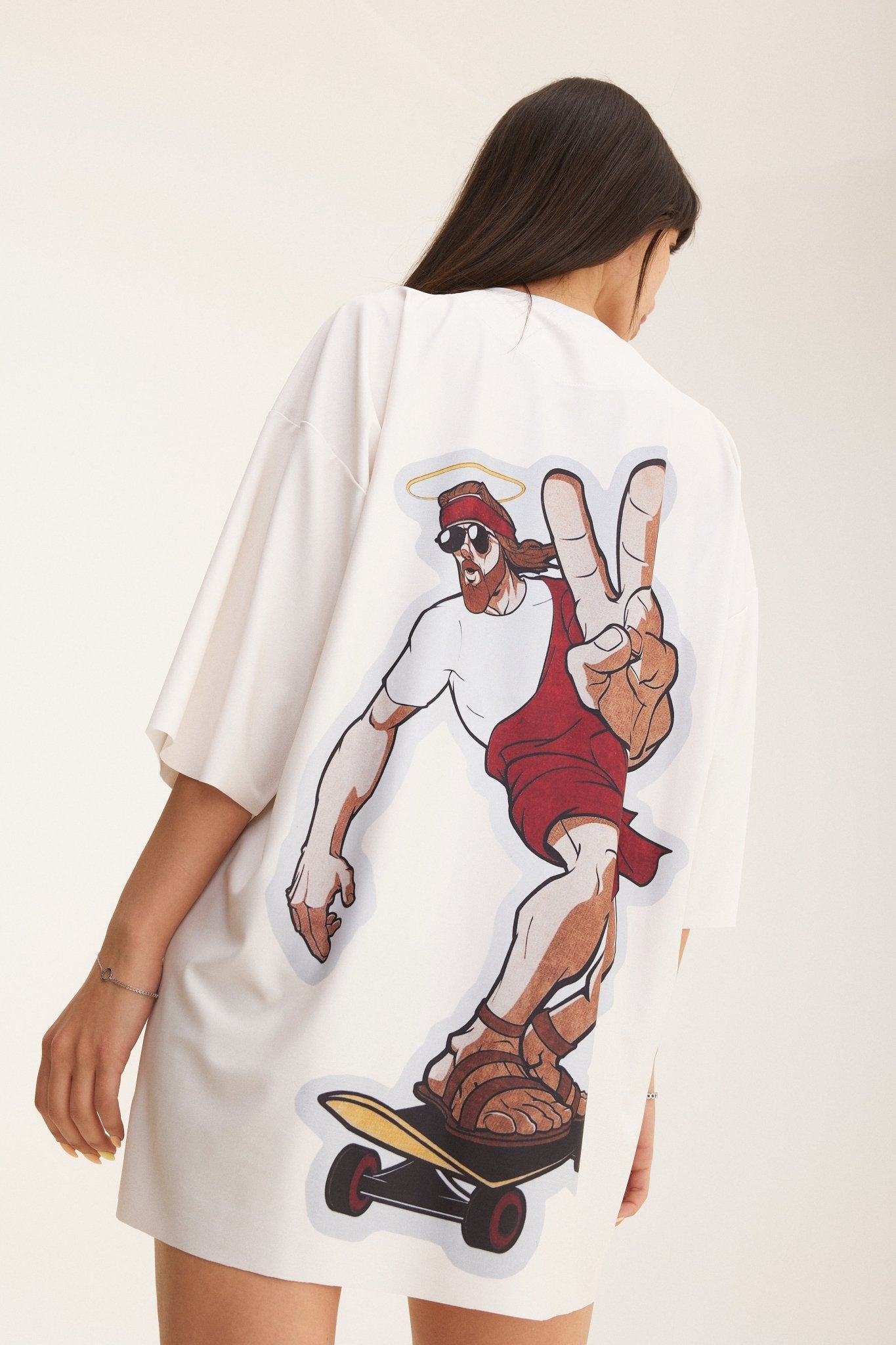 Ivory Oversized T-Shirt Skater - mysimplicated