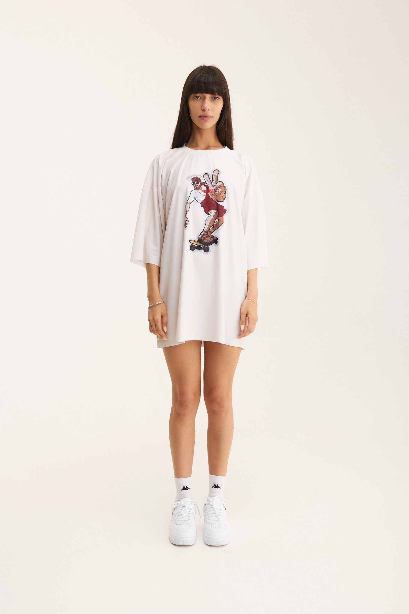 Ivory Oversized T-Shirt Skater - mysimplicated