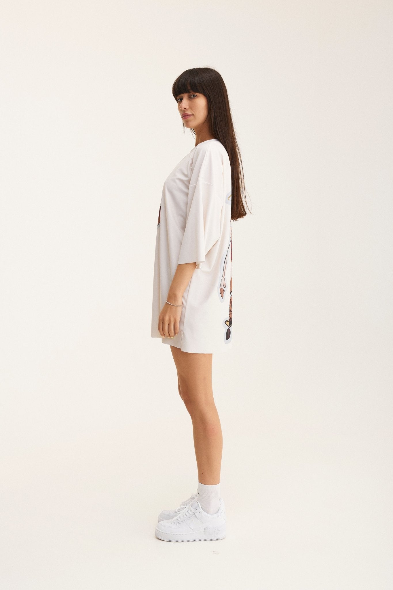 Ivory Oversized T-Shirt Skater - mysimplicated