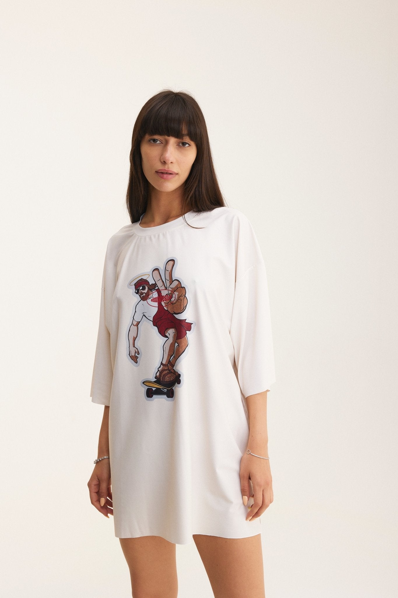 Ivory Oversized T-Shirt Skater - mysimplicated