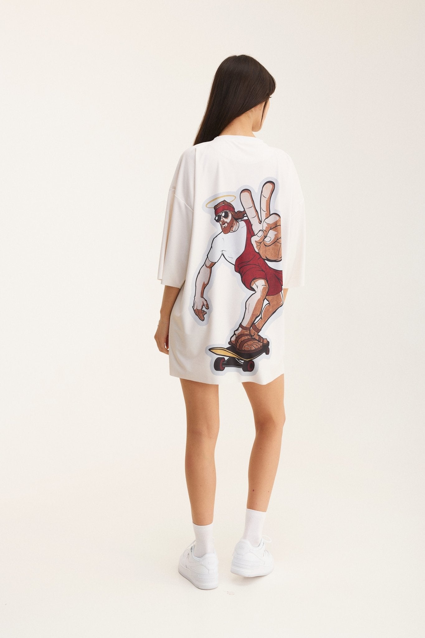 Ivory Oversized T-Shirt Skater - mysimplicated