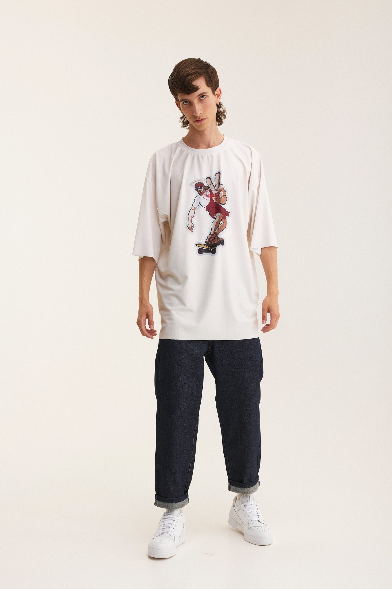 Ivory Oversized T-Shirt Skater - mysimplicated