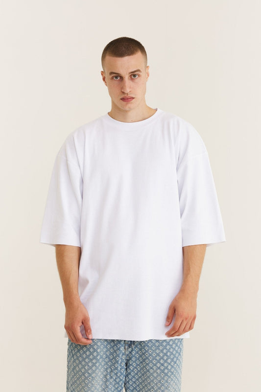 Oversized Cotton White T-shirt Double Eye - MYS