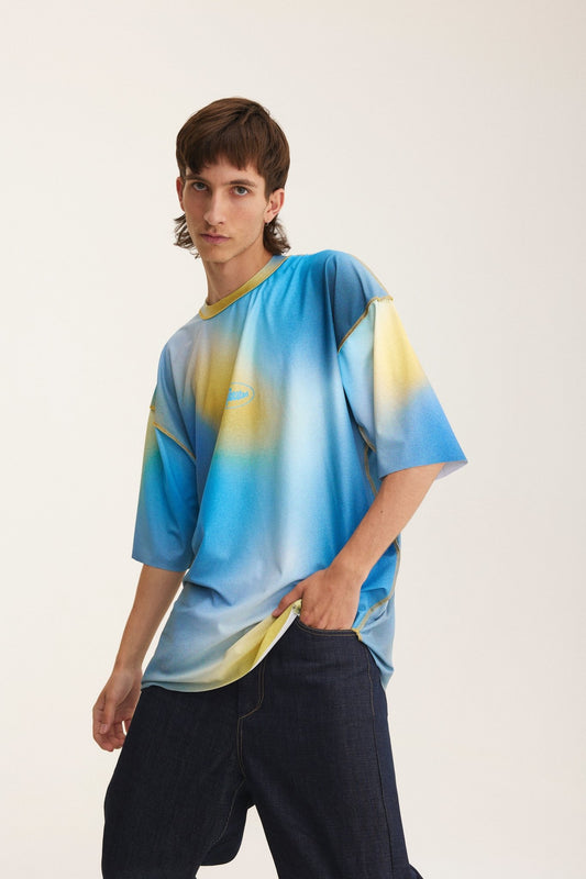 Oversized T-Shirt yellow & blue (seam-details) - mysimplicated