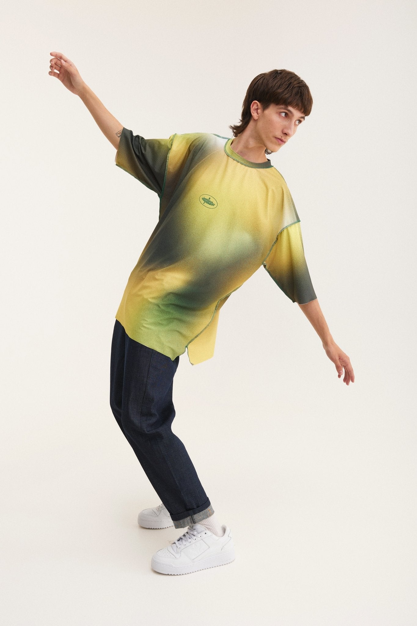 Oversized T-Shirt yellow & green (seam-details) - mysimplicated