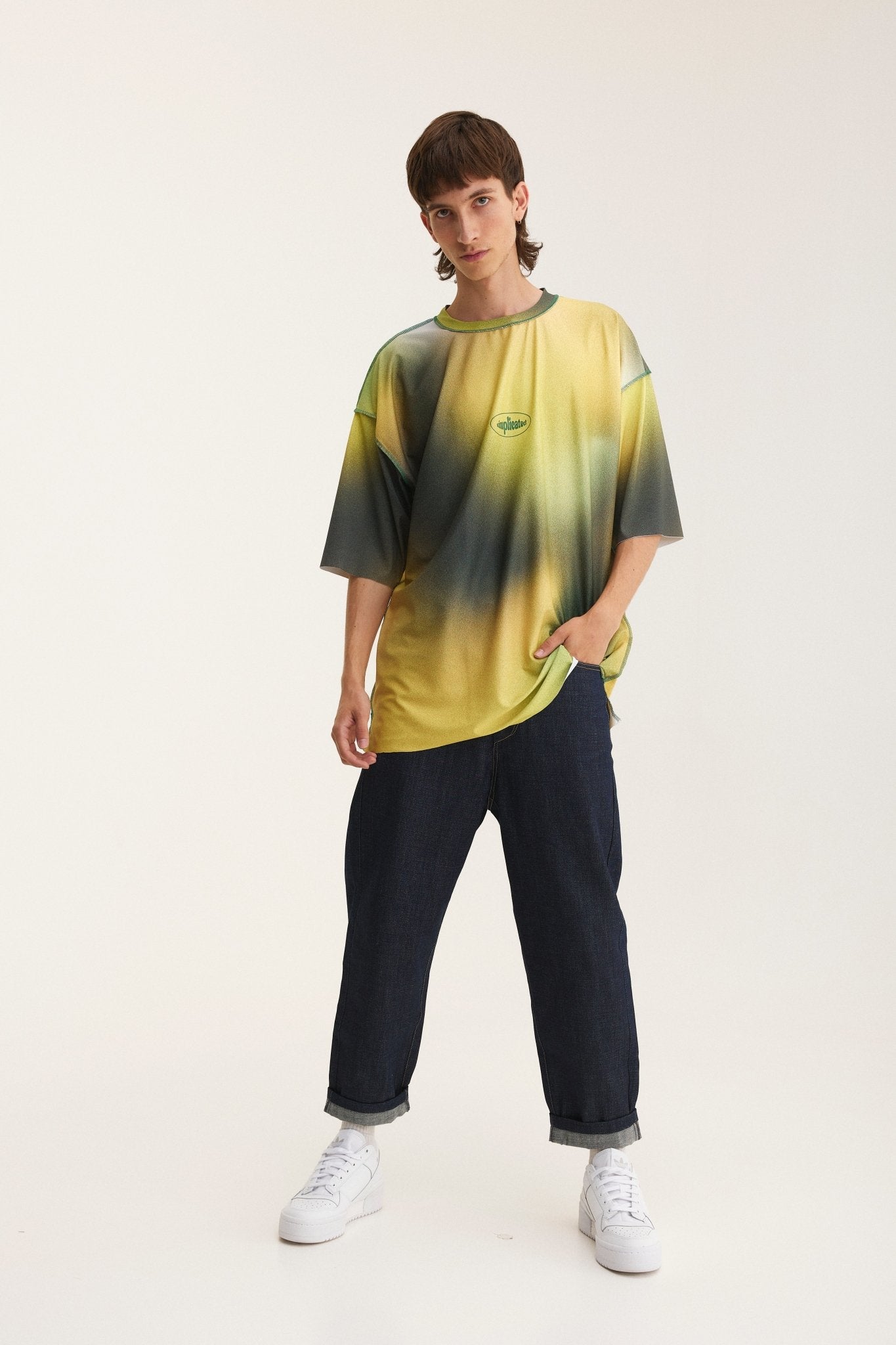 Oversized T-Shirt yellow & green (seam-details) - mysimplicated