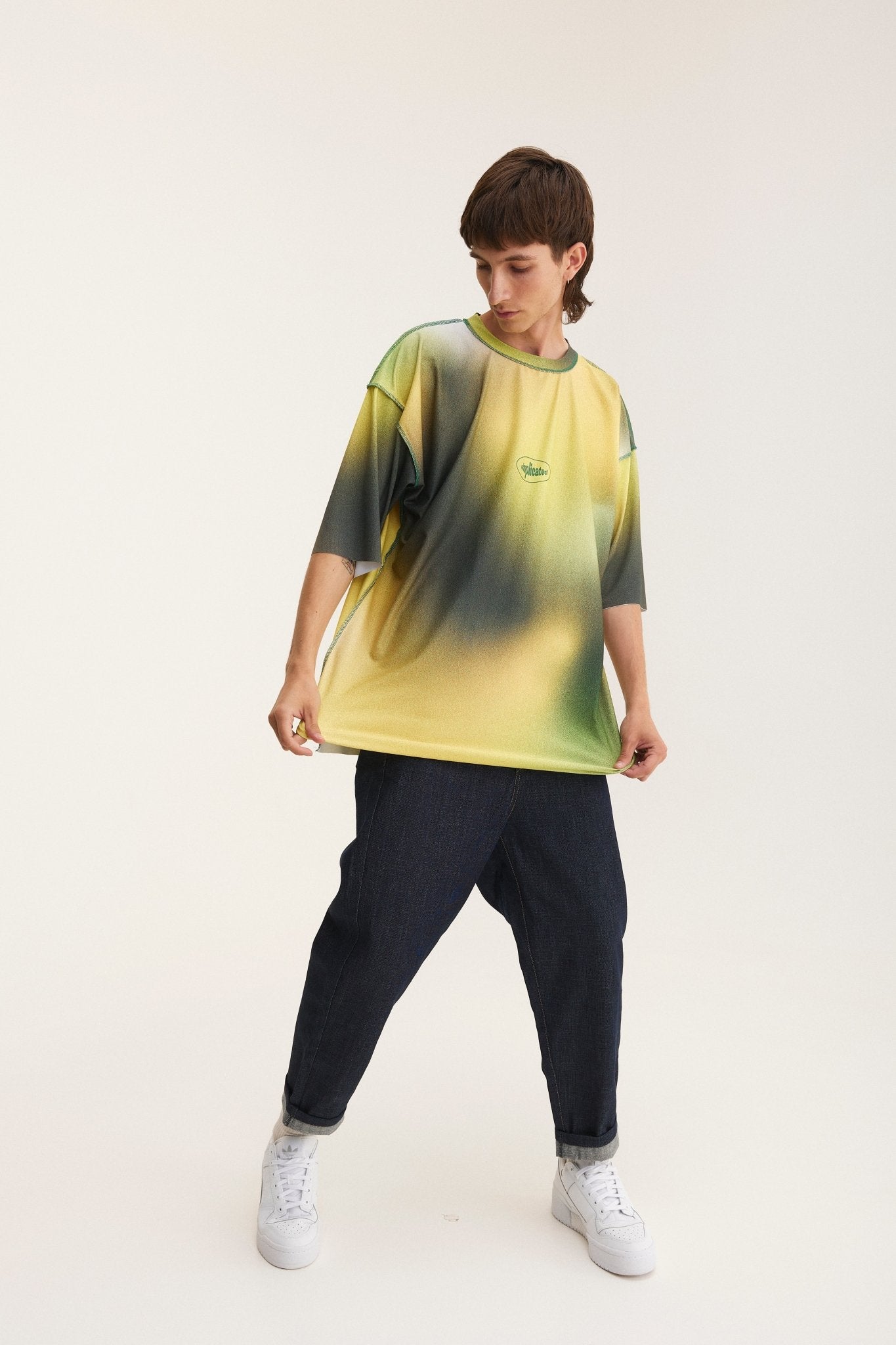 Oversized T-Shirt yellow & green (seam-details) - mysimplicated