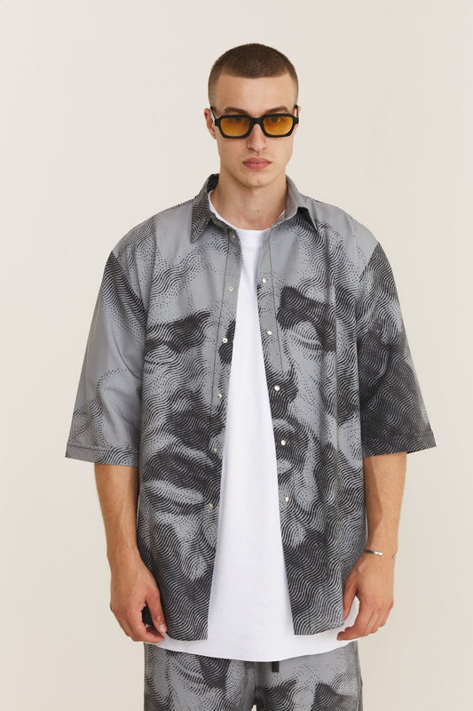 Short Sleeve Shirt & Bermuda Set Grey (recycled fabric) - MYS