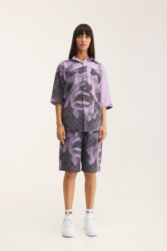 Short Sleeve Shirt & Bermuda Set Mauve (recycled fabric) - MYS