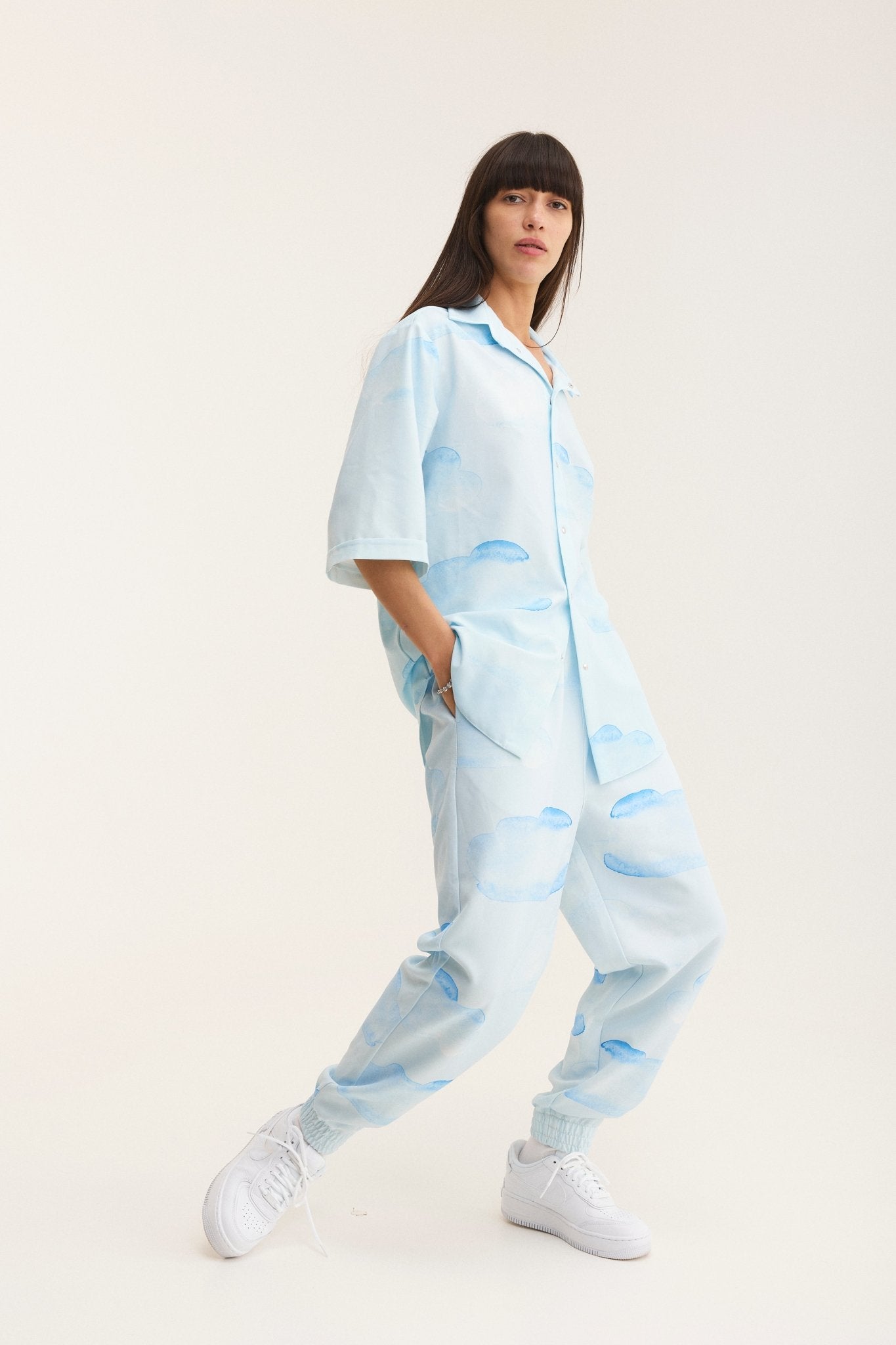 Short Sleeve Shirt & Pants Set Clouds (recycled fabric) - MYS