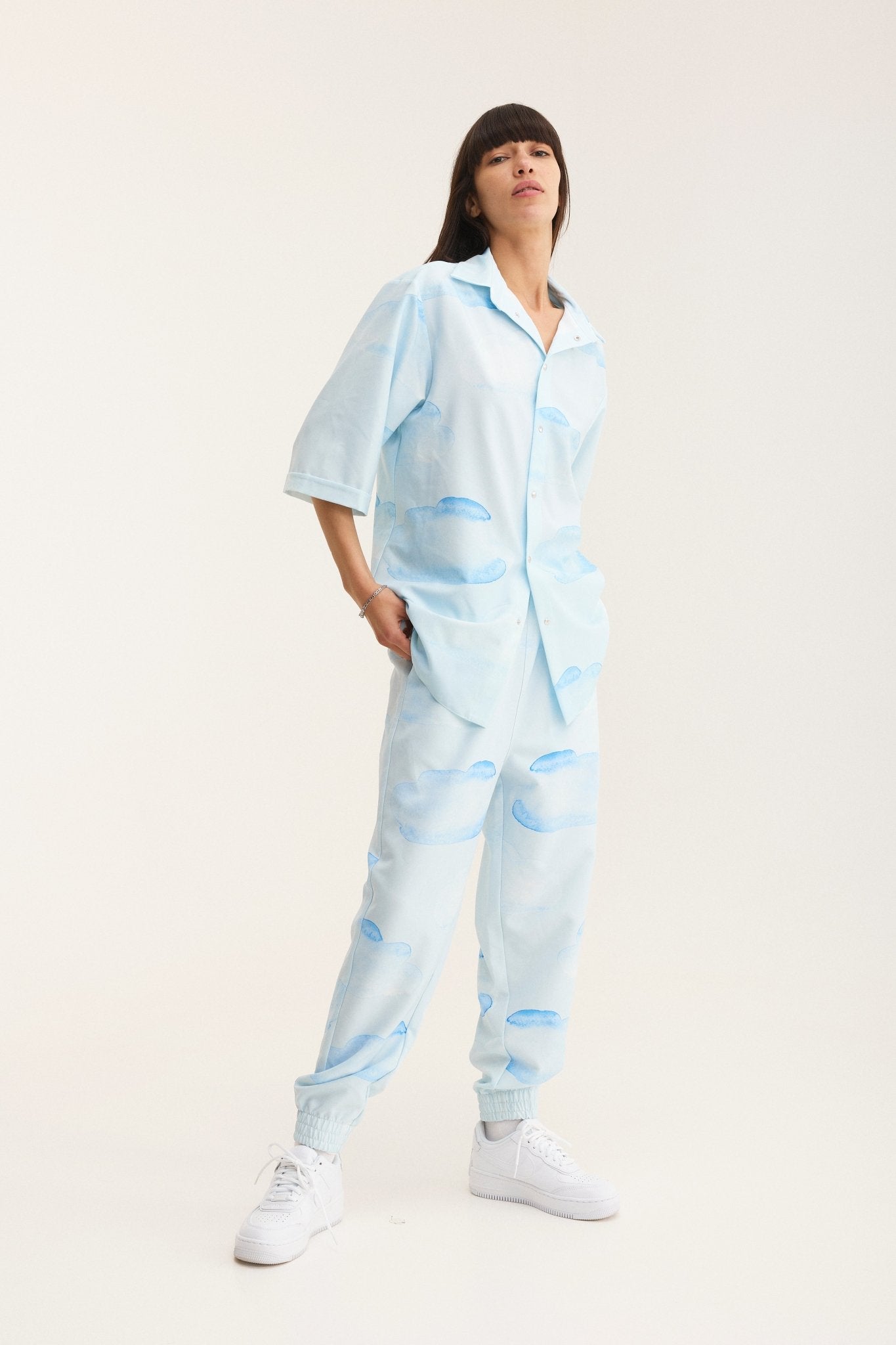 Short Sleeve Shirt & Pants Set Clouds (recycled fabric) - MYS