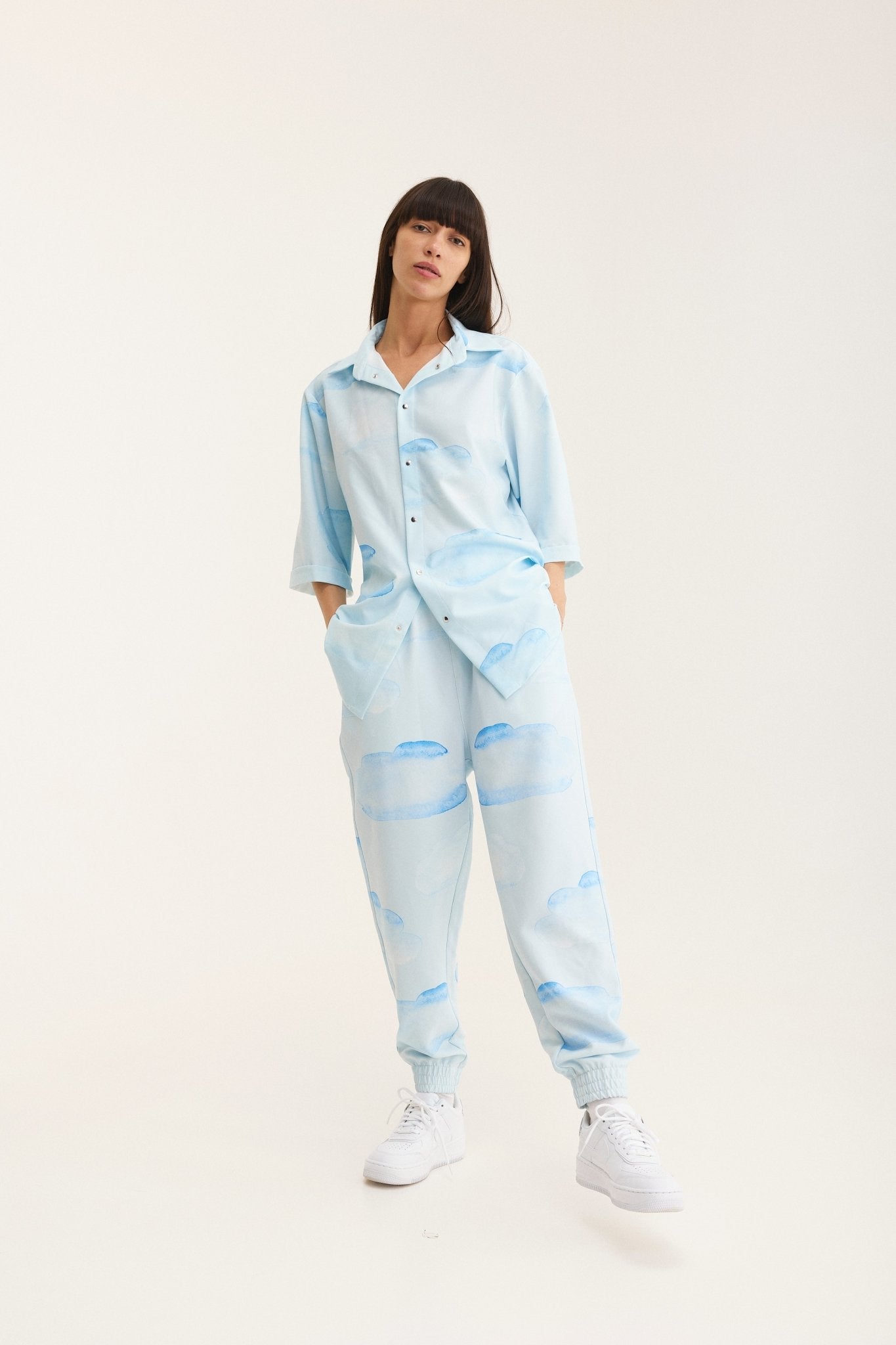 Short Sleeve Shirt & Pants Set Clouds (recycled fabric) - MYS